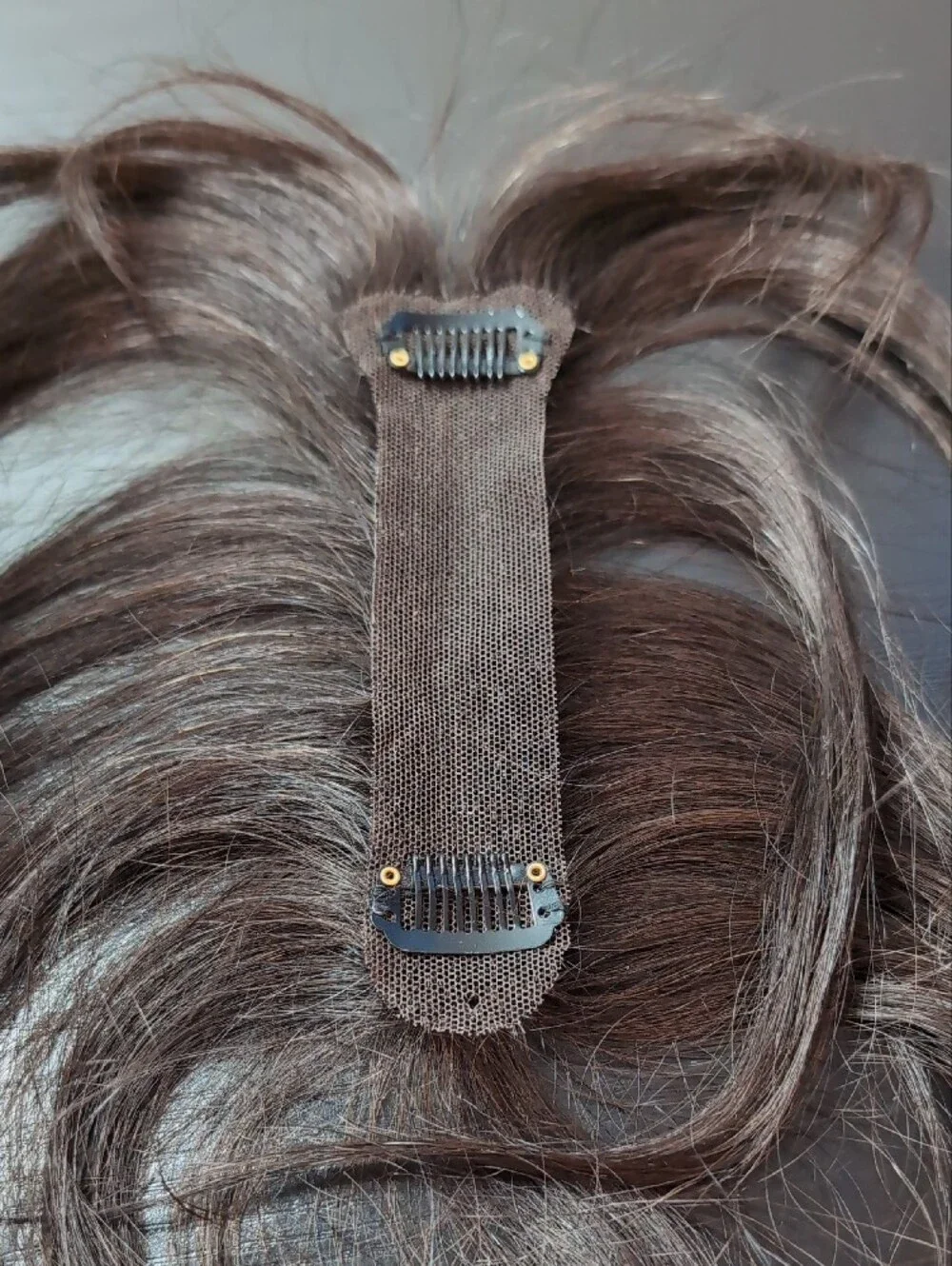 10 Inch 13x3 Dark Brown 360 Coverage Clip In Human Hair Topper With Wispy Bangs